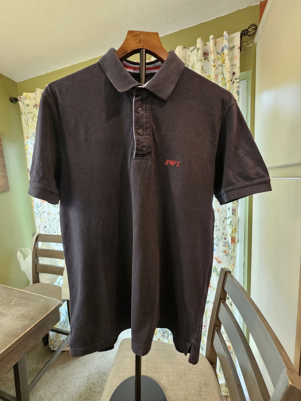 Armani Jeans Black Polo with Red Logo